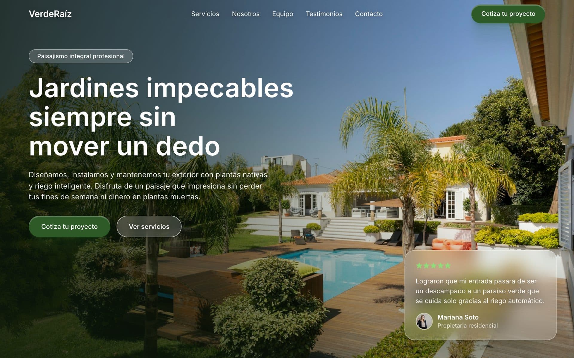 Embudo «Servicios de paisajismo» generado con Growflows